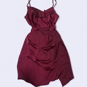 Chic Wine Spaghetti Strap Midi Dress